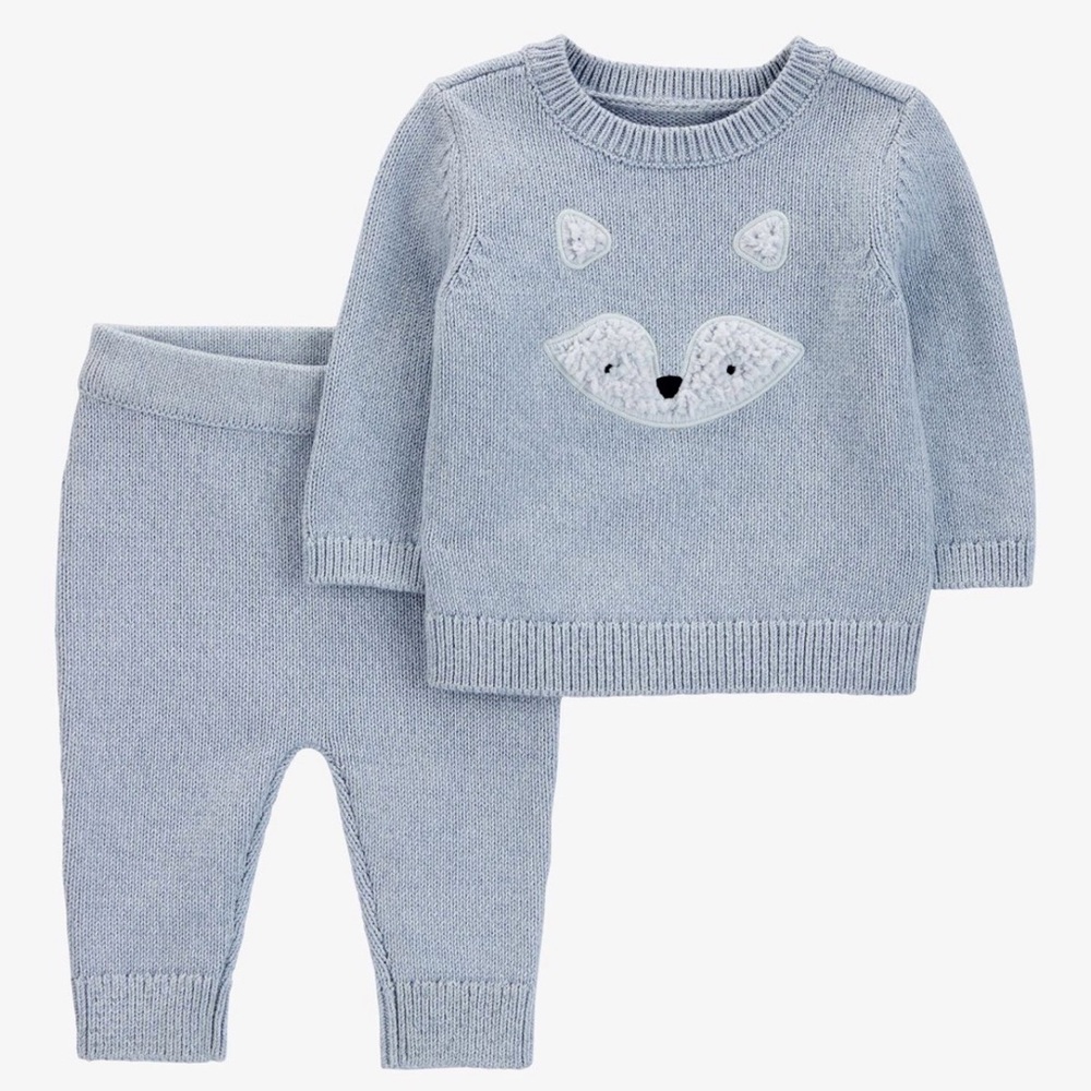 Carter’s Baby 2-Piece Blue Fox Pullover & Jogger Set Size 3 Months
